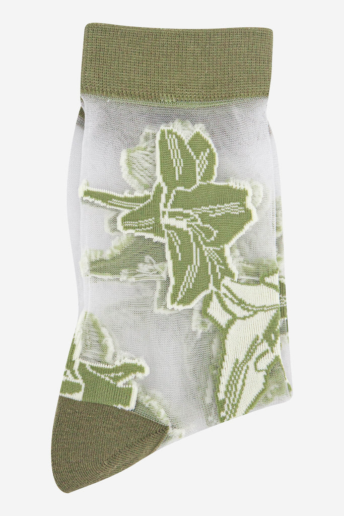 womens-sheer-ankle-socks-green-floral-close-up