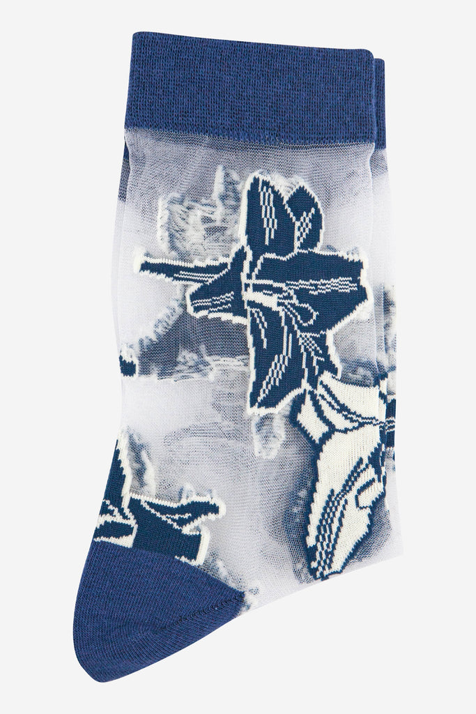 womens-sheer-ankle-socks-navy-blue-floral-folded