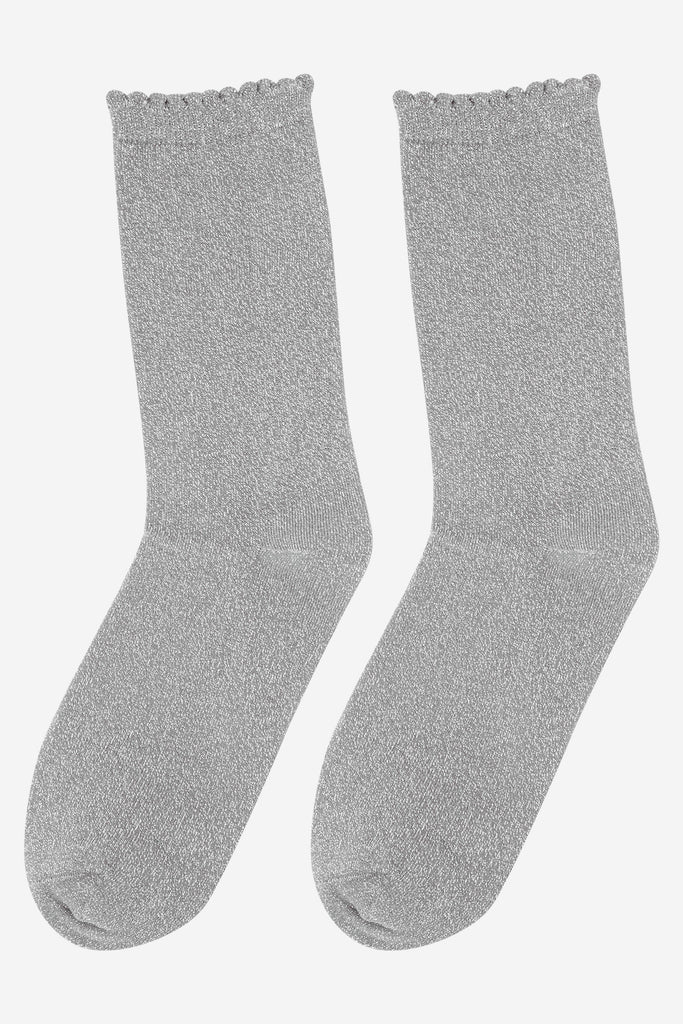 womens-glitter-socks-grey-silver-sparkle-laying-flat-sparkly-cotton