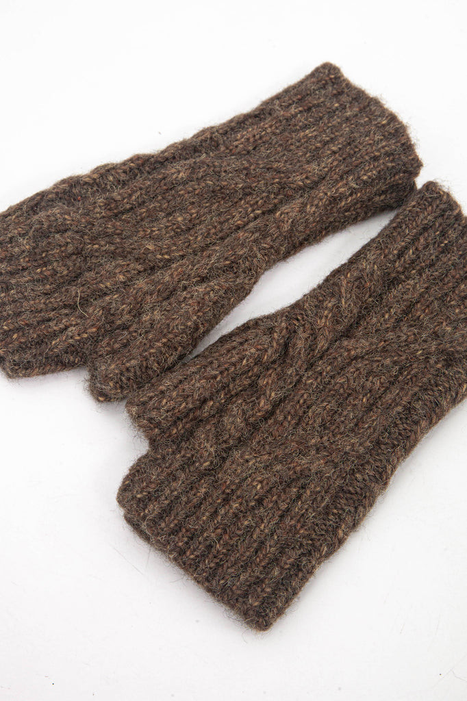 khaki green cable knit wrist warmers with thumb holes