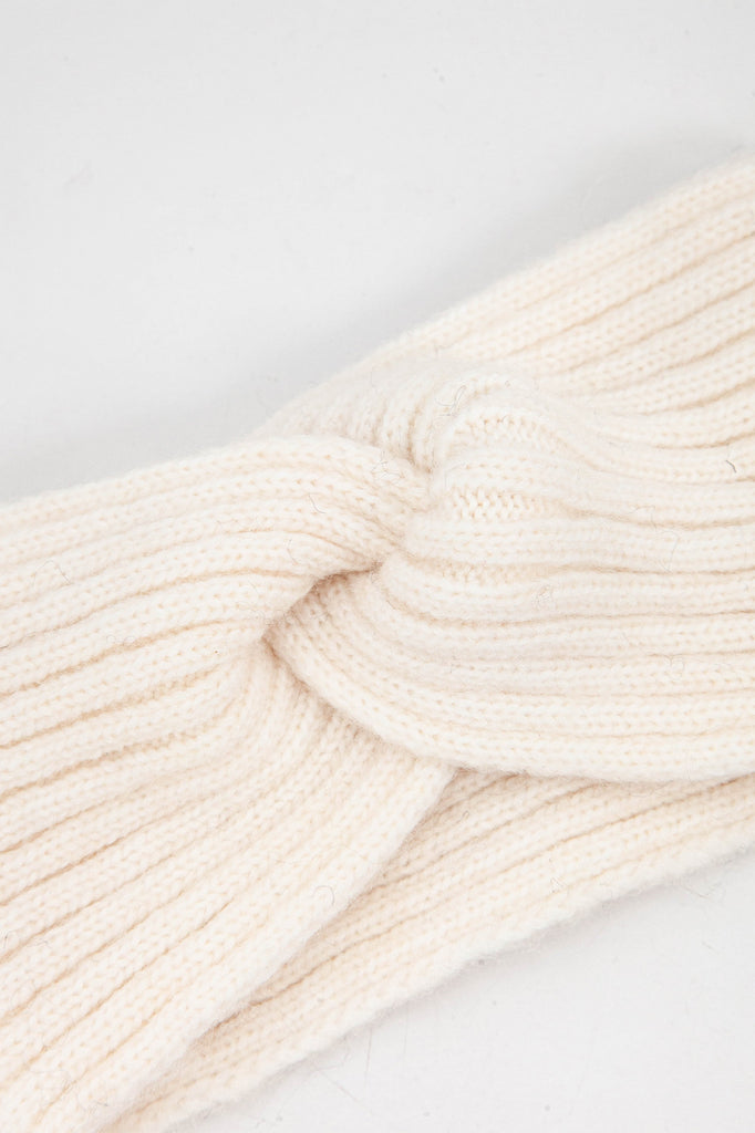 cream knitted knot front headband