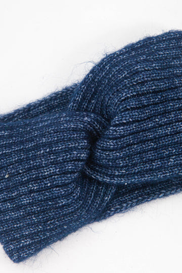 navy blue knitted knot front headband