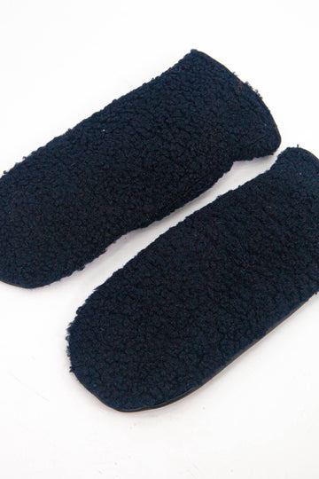 navy blue borg fleece mittens