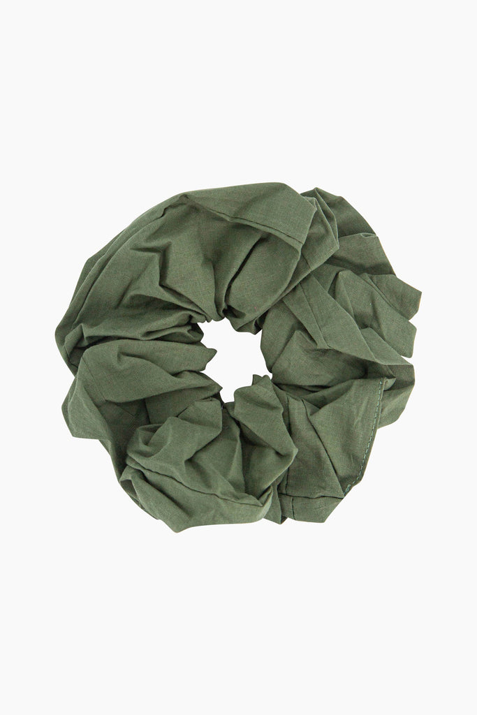 dakota-large-cotton-hair-scrunchie-khaki-elasticated