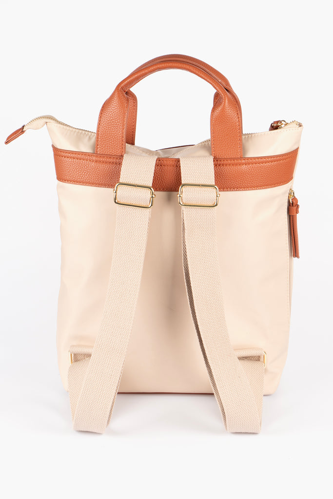 cream-backpack-wristlet-purse-2-piece-set-adjustable-straps