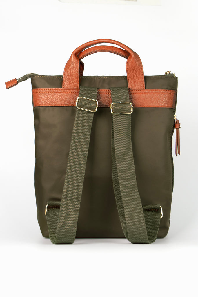 khaki-backpack-wristlet-purse-2-piece-set-adjustable-straps