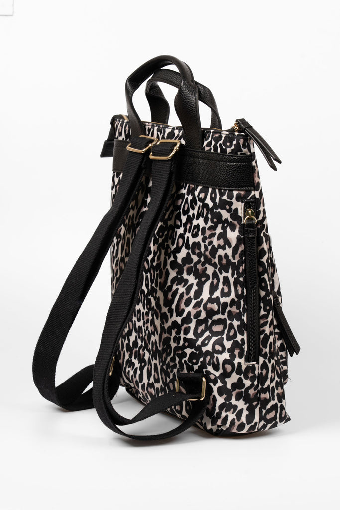sutton-top-handle-backpack-cream-leopard-print-nylon-pu-side-view