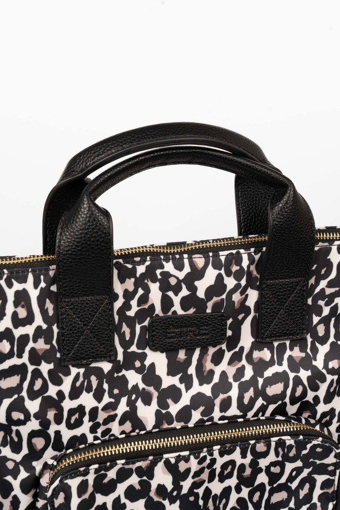 sutton-top-handle-backpack-cream-leopard-print-nylon-pu-close-up-carry-straps