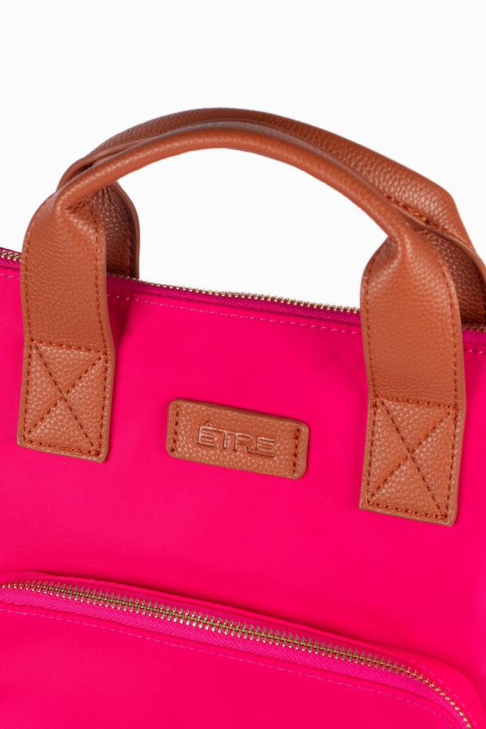 pink-backpack-wristlet-purse-2-piece-set-close-up-handle
