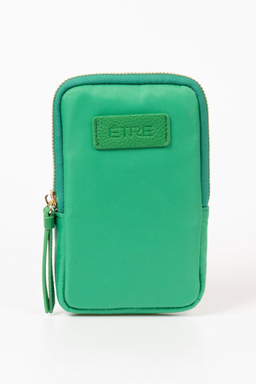 ivy-crossbody-phone-bag-green-nylon-pu-front-etre-logo