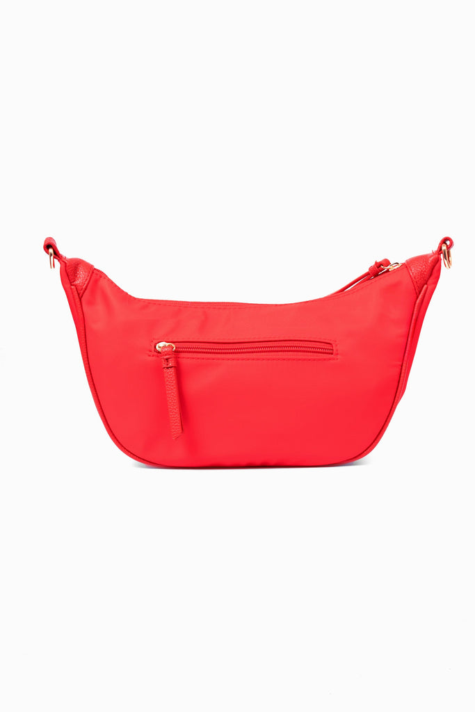 quinn-half-moon-crossbody-bag-red-nylon-close-up-rear-zip-pocket