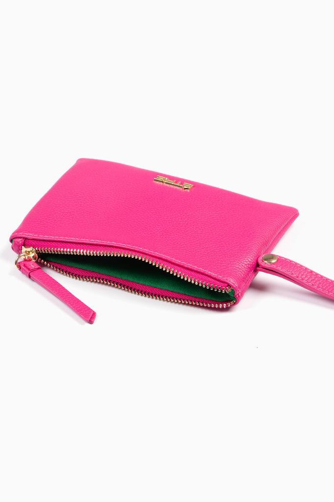 pink-faux-leather-half-moon-bag-wristlet-purse-2-piece-set-zip-closing-wallet