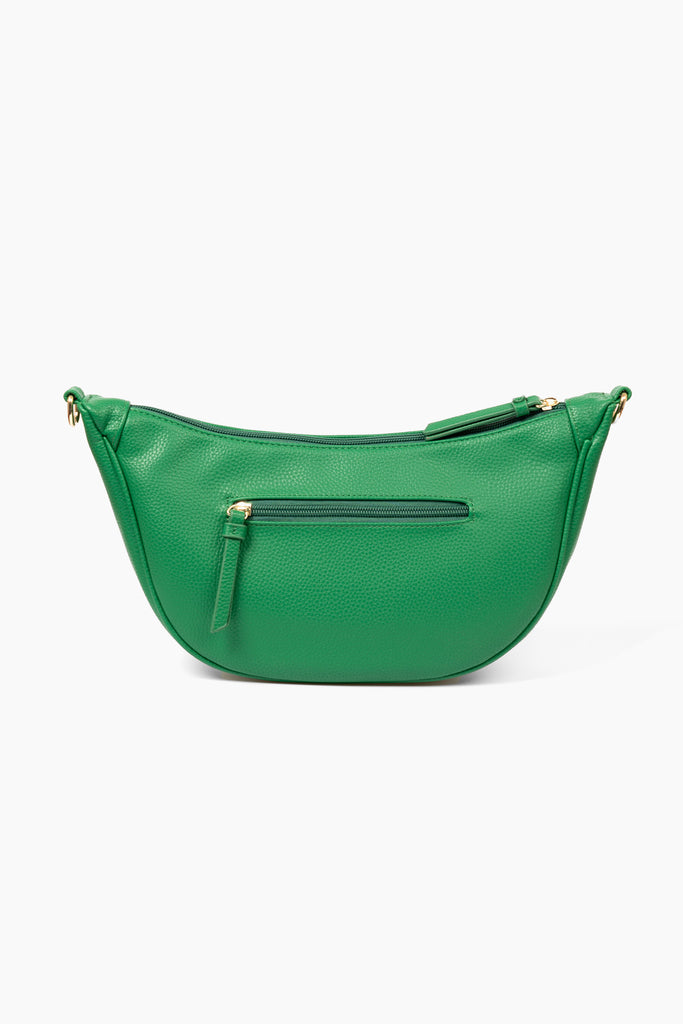 green-faux-leather-half-moon-bag-wristlet-purse-2-piece-set-zip-pocket