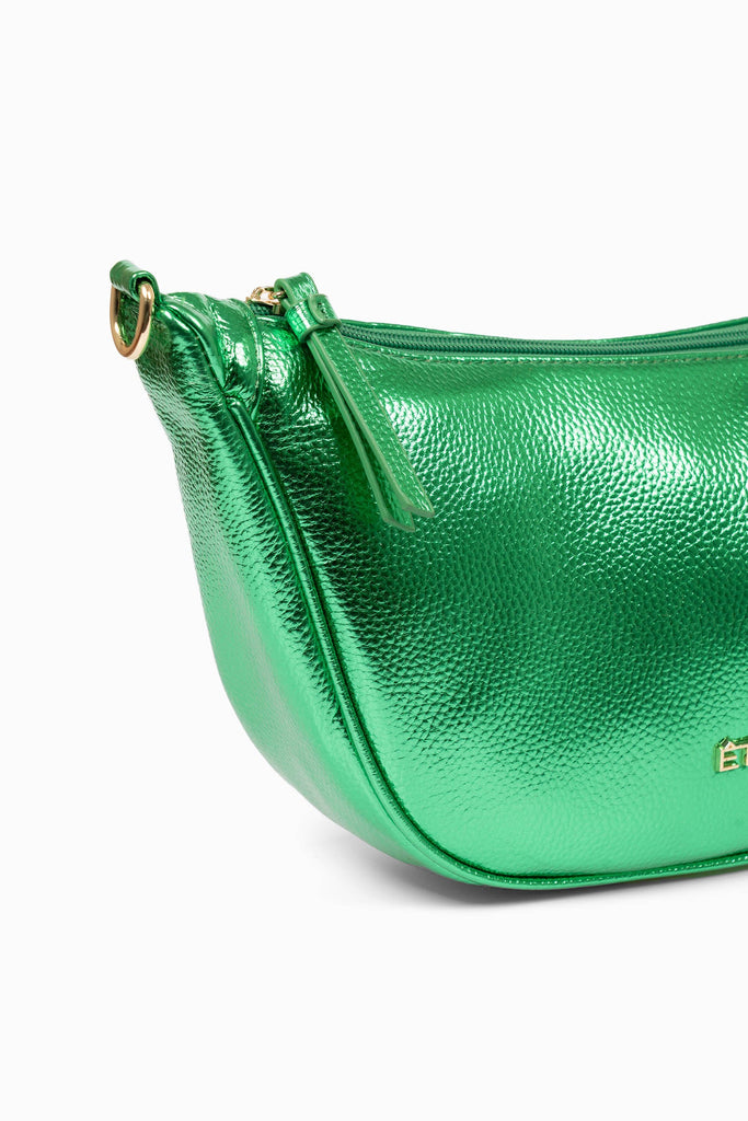 stevie-half-moon-crossbody-bag-green-metallic-faux-leather-close-up