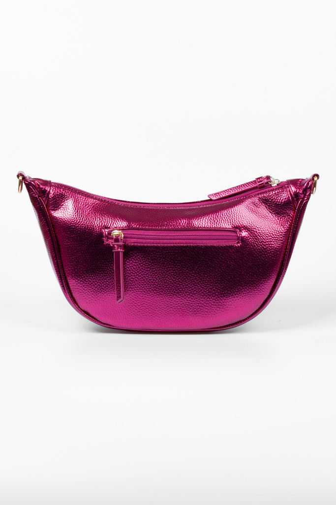 stevie-half-moon-crossbody-bag-hot-pink-metallic-faux-leather-rear-zip-pocket