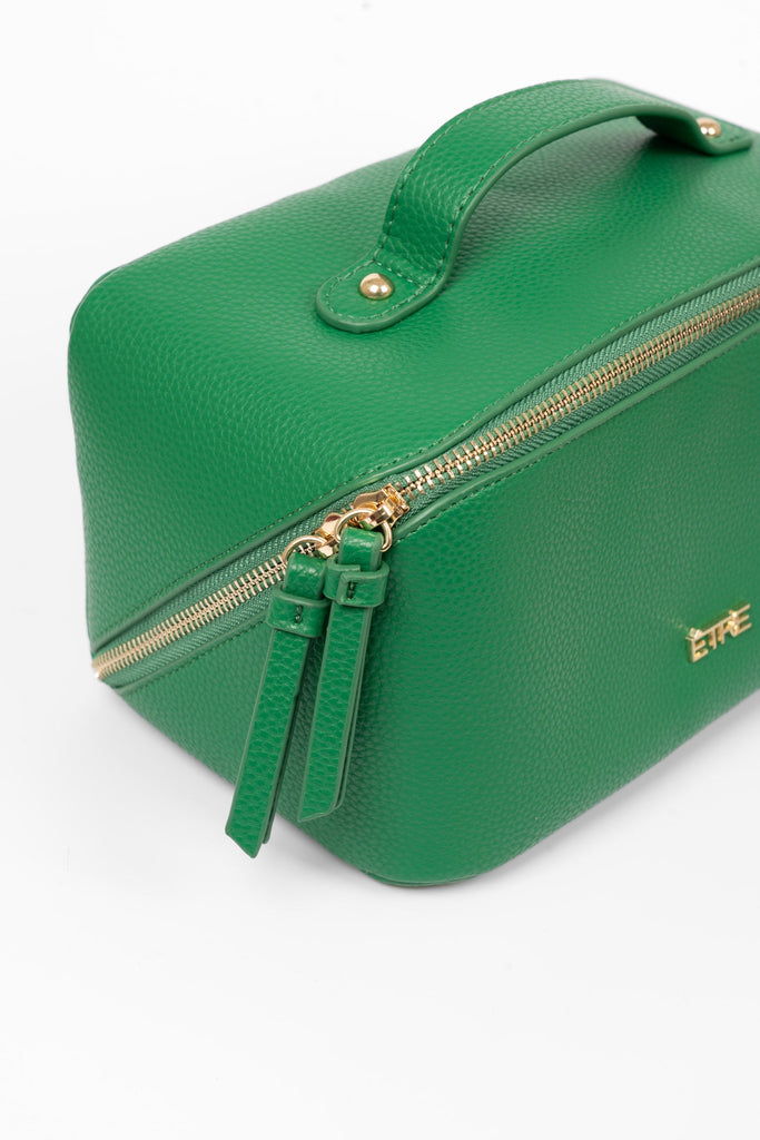 mila-vanity-case-green-pebbled-faux-leather-close-up-zip-closure