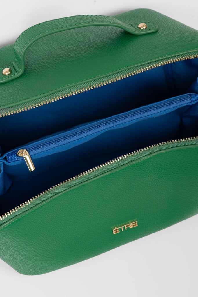 mila-vanity-case-green-pebbled-faux-leather-close-up-internal-comparments