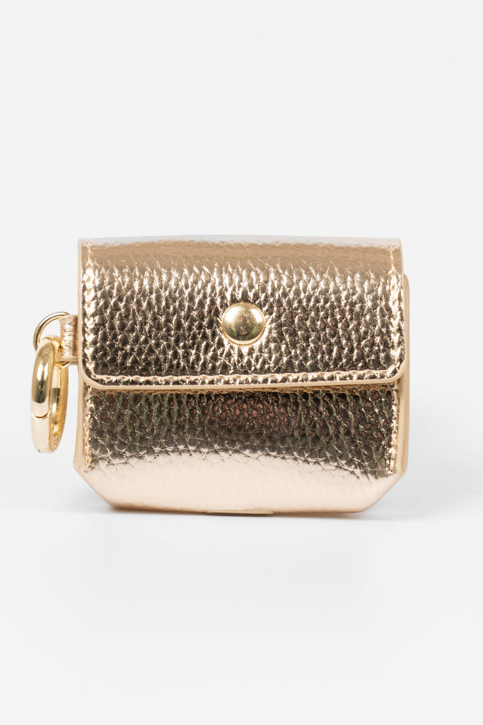 gold-faux-leather-half-moon-bag-earbuds-case-2-piece-set-clip-on