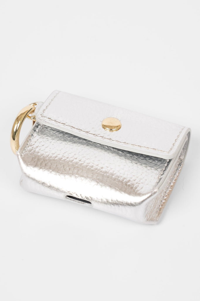 asher-wireless-earbuds-case-silver-faux-leather-front-button-closure