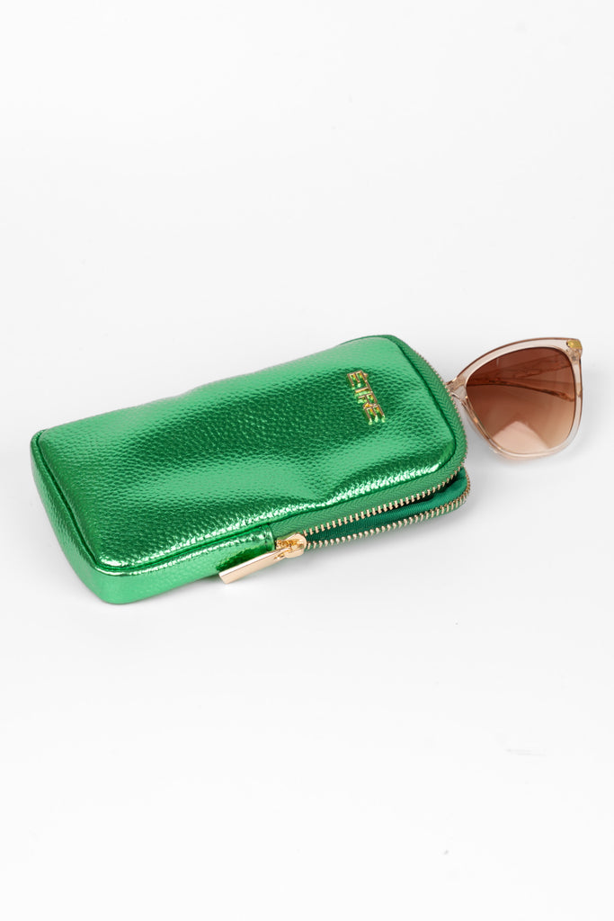 pippa-sunglasses-case-green-metallic-faux-leather-with-glasses-inside