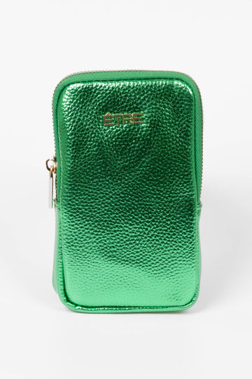 pippa-sunglasses-case-green-metallic-faux-leather-front-gold-etre-logo