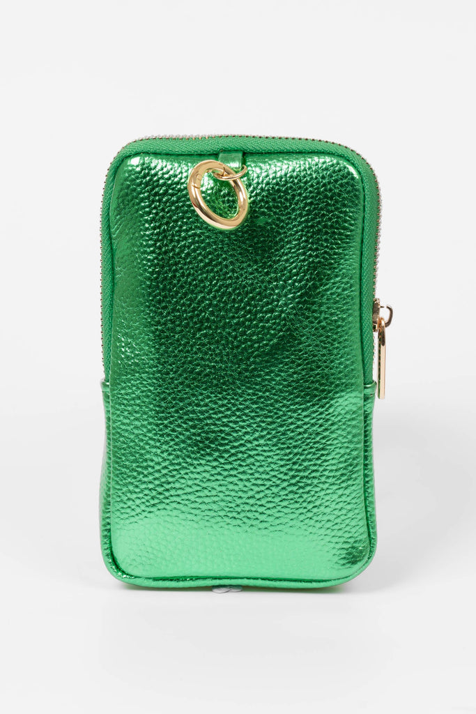 pippa-sunglasses-case-green-metallic-faux-leather-rear-gold-clip-on-hoop