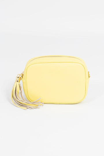 yellow leather crossbody bag with matching detachable bag strap