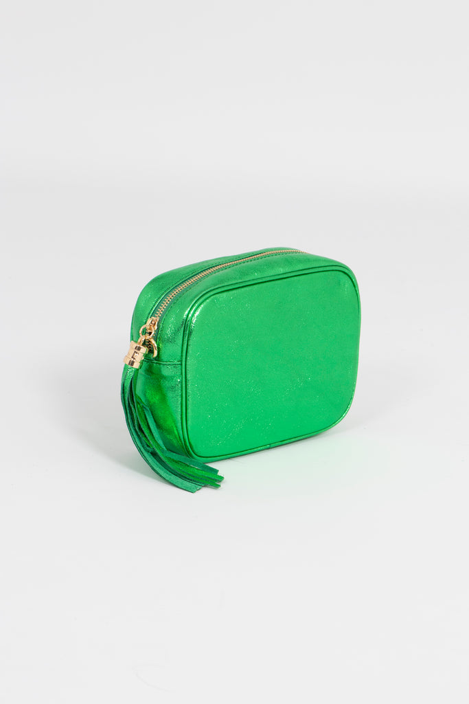 beau-italian-leather-crossbody-bag-bright-green-metallic-side-view-tassels