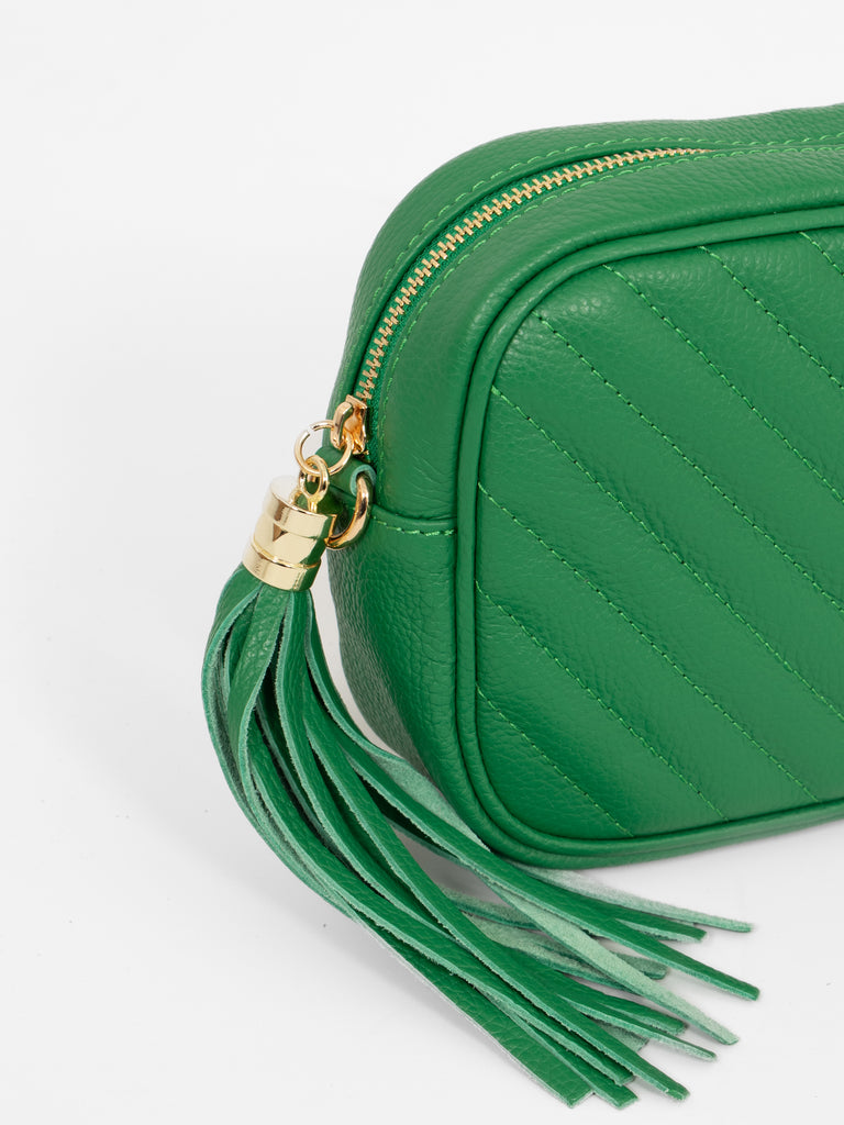 misty-italian-leather-chevron-crossbody-bag-green-pebbled-close-up-tassel