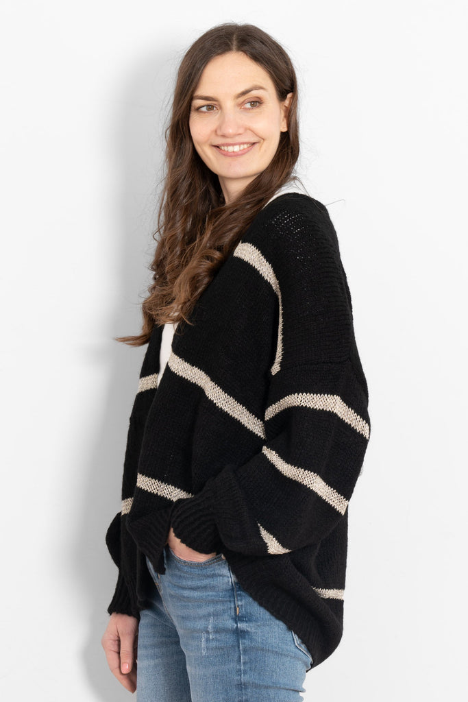 lucy-wool-blend-cardigan-black-gold-striped-side-view-drop-shoulder