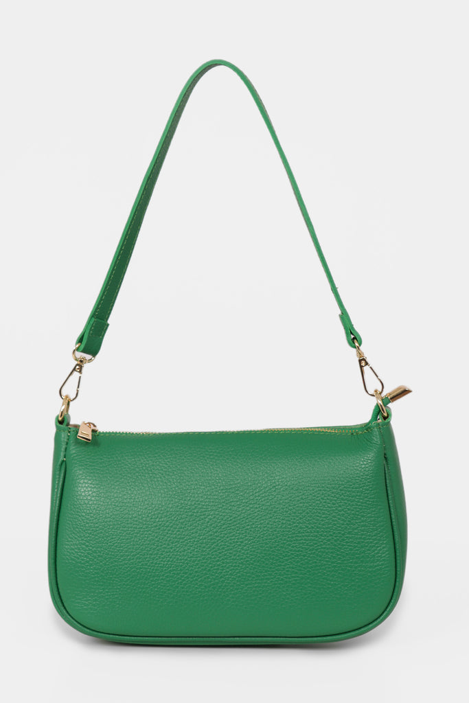 chloe-italian-leather-baguette-bag-bright-green-pebbled-front-view-shoulder-strap