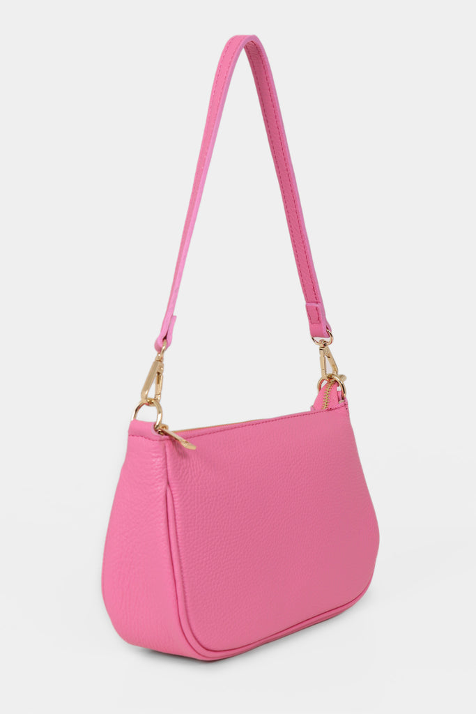 chloe-italian-leather-baguette-bag-hot-pink-pebbled-end-on