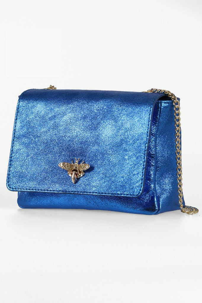 maisie-italian-leather-crossbody-bag-royal-blue-metallic-bee-clasp
