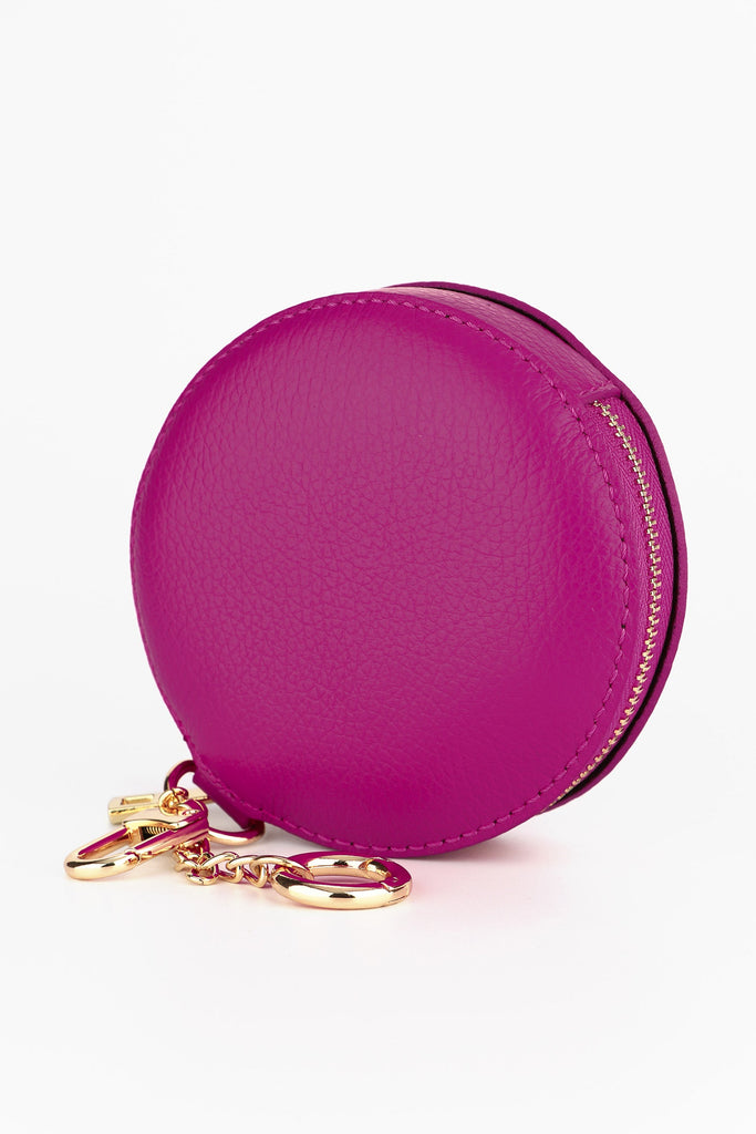 annie-italian-leather-round-clip-on-purse-berry-pebbled-keychain