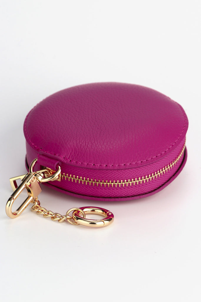 annie-italian-leather-round-clip-on-purse-berry-pebbled-zip-closure