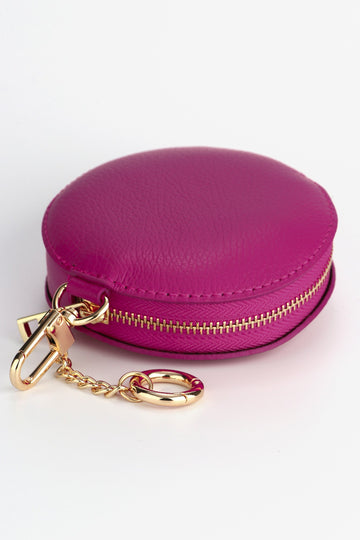 annie-italian-leather-round-clip-on-purse-berry-pebbled-zip-closure