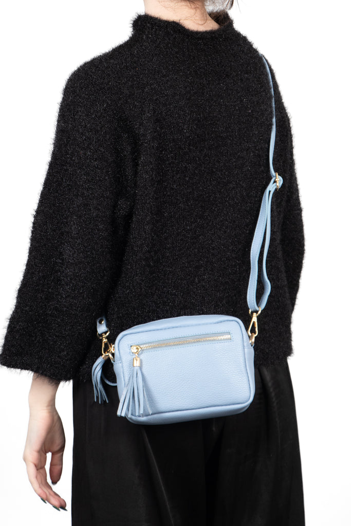 fleur-italian-leather-small-crossbody-bag-azure-blue-pebbled-worn-by-model
