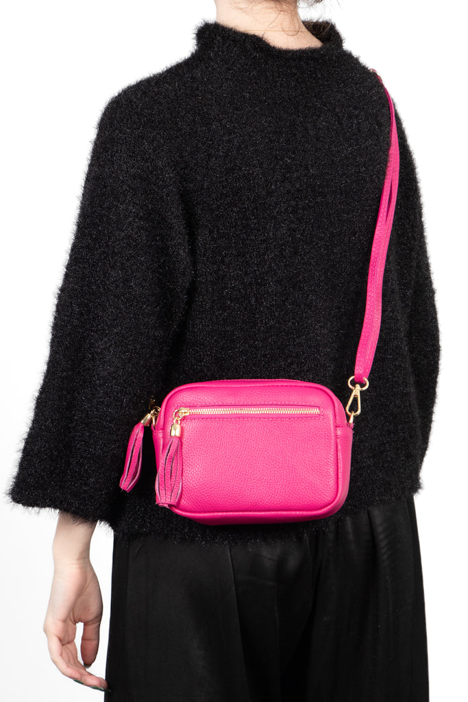 fleur-italian-leather-small-crossbody-bag-raspberry-pebbled-worn-by-model
