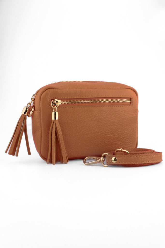 fleur-italian-leather-crossbody-bag-tan-pebbled-zip-pocket-strap