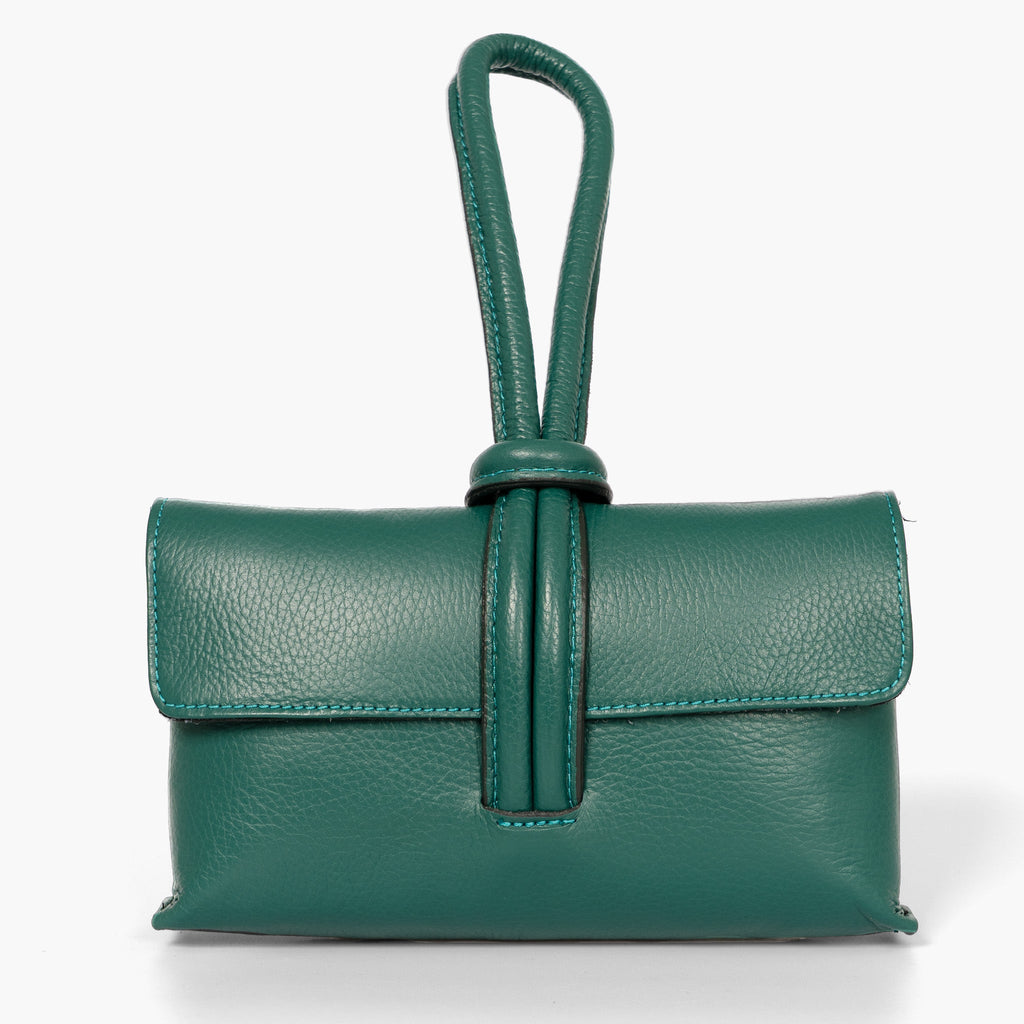 trixie-forest-green-pebbled-clutch-bag-front-view