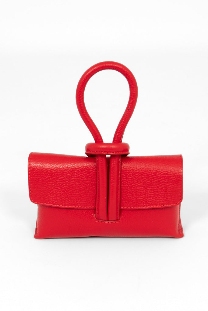 trixie-italian-leather-wristlet-clutch-bag-red-pebbled-front-view-knot-wrist-fastening