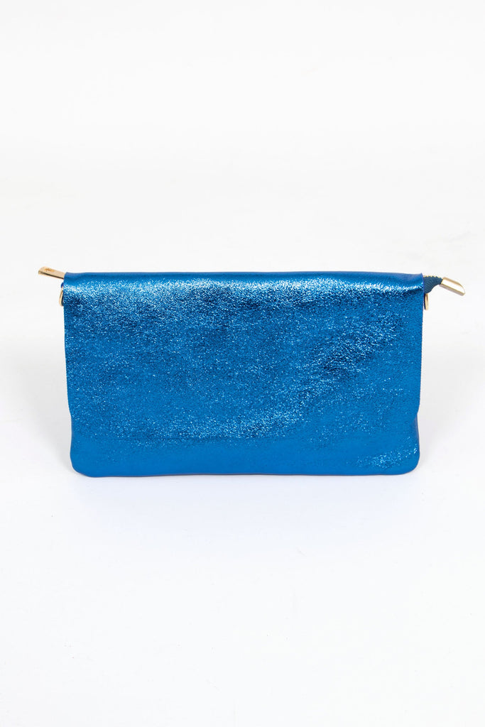 britta-italian-leather-clutch-bag-blue-metallic-front-view-folded-over