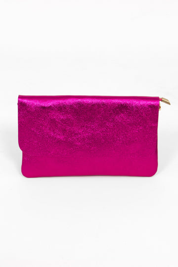 britta-italian-leather-clutch-bag-raspberry-metallic-front-view-folded-over