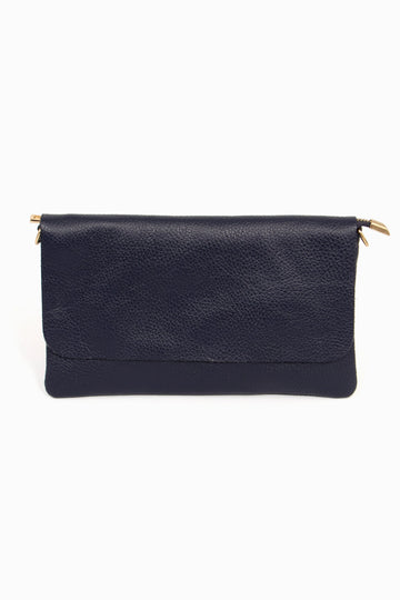 britta-italian-leather-clutch-bag-navy-blue-pebbled-front-view-folded-over