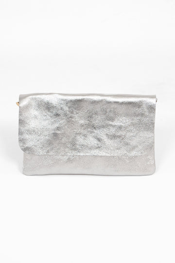 britta-italian-leather-clutch-bag-silver-metallic-front-view-folded-over