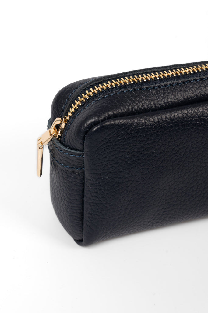 allegra-italian-leather-cosmetic-bag-navy-blue-pebbled-close-up