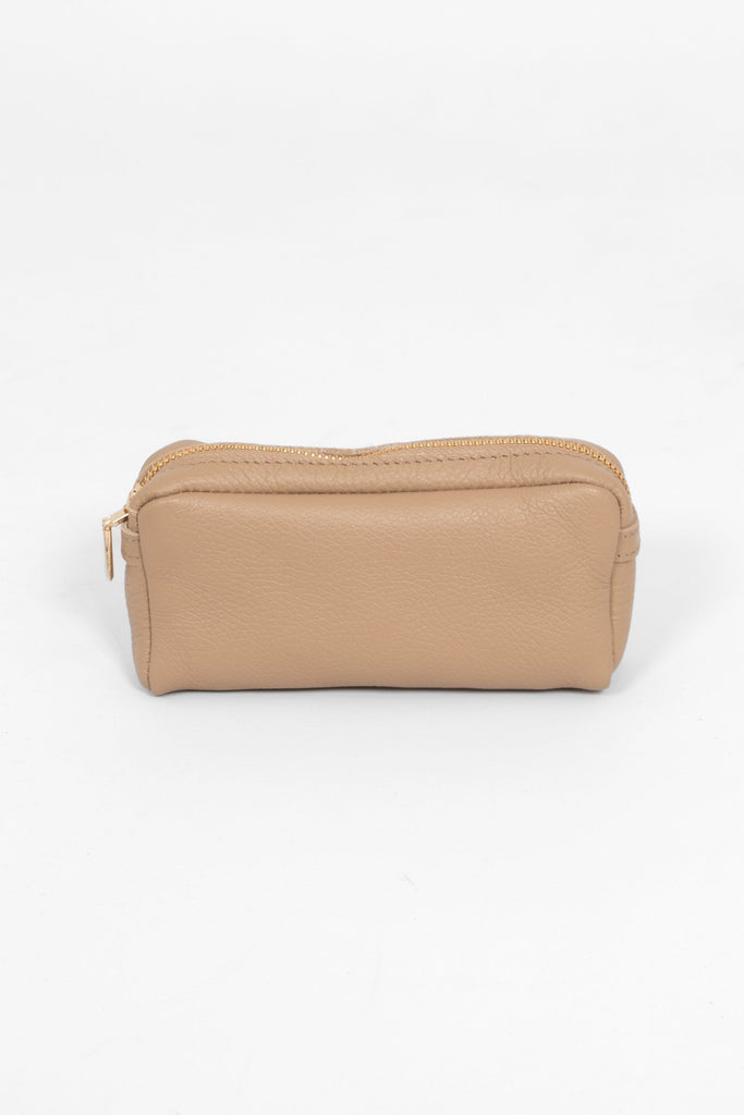 allegra-italian-leather-cosmetic-bag-taupe-pebbled-front-view