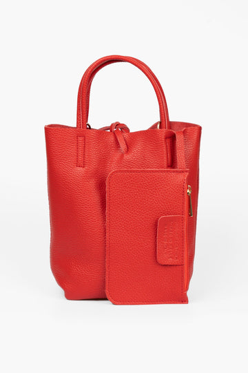 verona-italian-leather-small-tote-bag-red-pebbled-front-view-showing-internal-wallet
