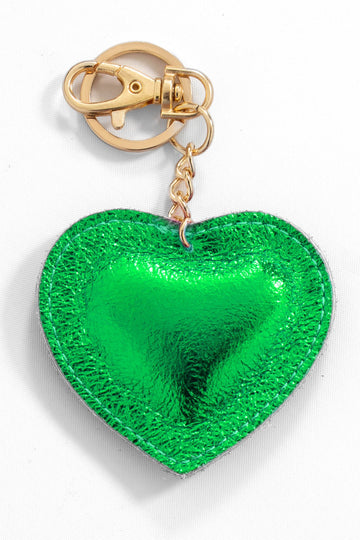 valentina-italian-leather-love-heart-keyring-green-metallic-close-up