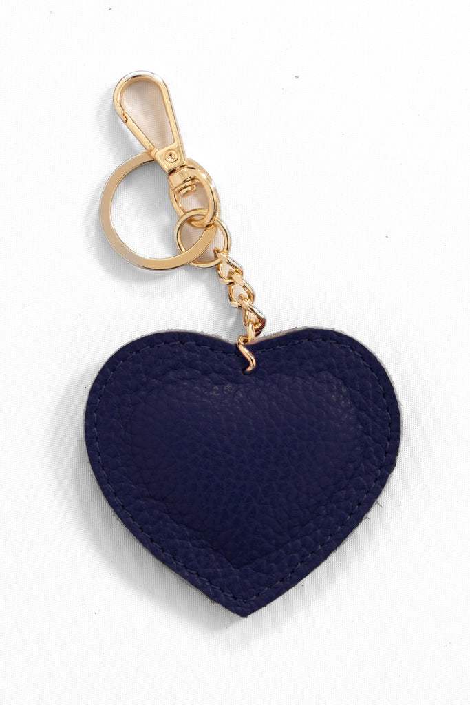 valentina-italian-leather-love-heart-keyring-navy-blue-pebbled-close-up